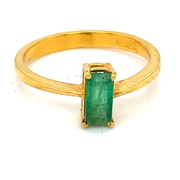 Emerald 1.10ct Solid 22K Yellow Gold Ring - Picture 1 of 8